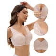 thumbnail image 3 of Unique Bargains Women's Lace Zip Front Closure Wirefree Wide Straps Bras C 40 Pink, 3 of 6