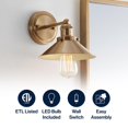 thumbnail image 3 of JONATHAN Y JYL7429A Farmhouse Transitional Metal Shade 1-Light Edison Sconce Brass Gold, 3 of 5