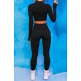 thumbnail image 4 of Women's Chest Zipper Long Sleeve Yoga Suit Vertical Striped Belted Sportswear Women's Running Fitness Wear WERSEON Yomym Modelo, 4 of 6