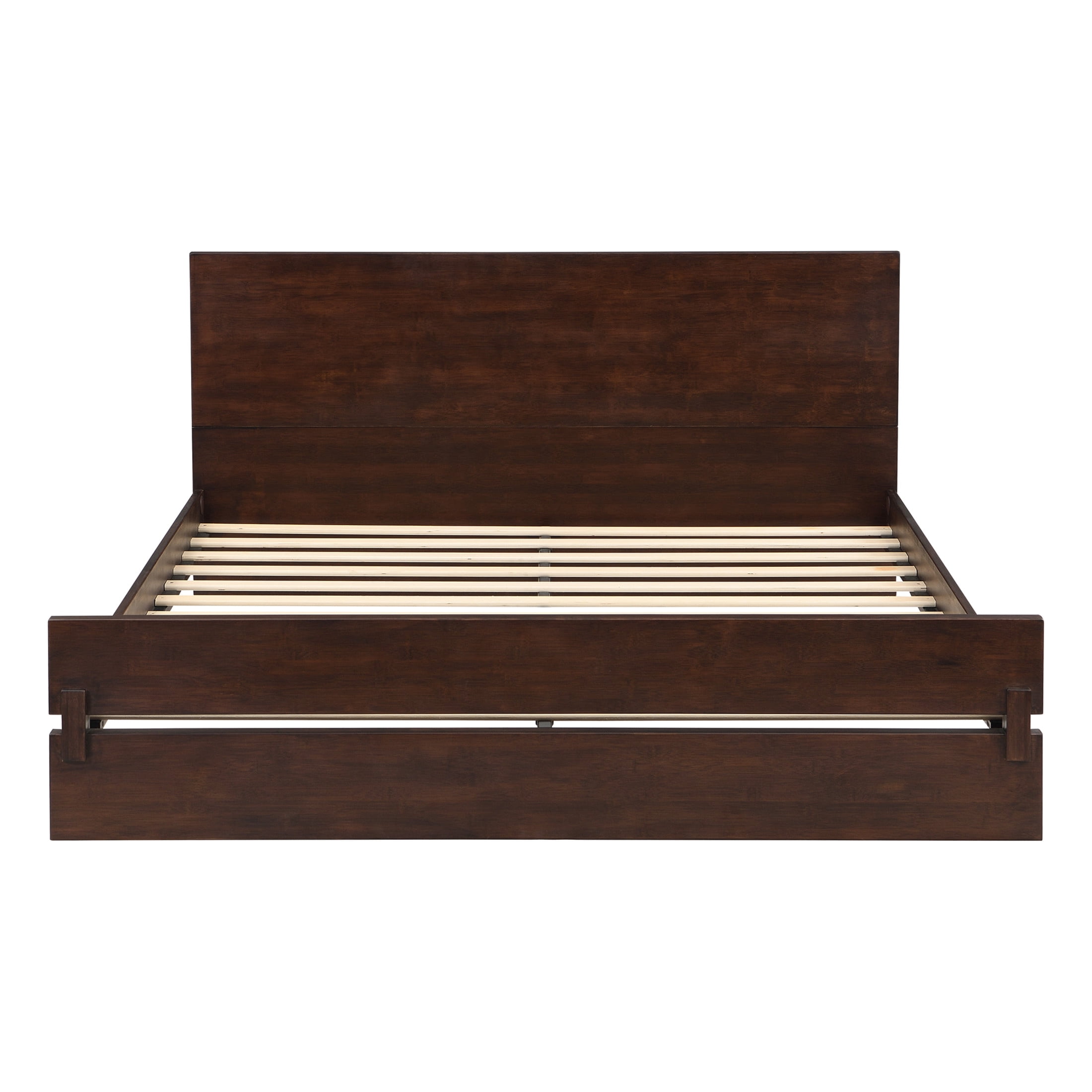 Christopher Knight Home Queen Size Solid Bamboo Platform Bed Frame, Minimalist Design, Chocolate
