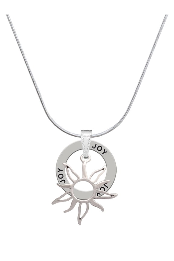 Silvertone Open Design Sun Joy Ring Charm Necklace, 18"