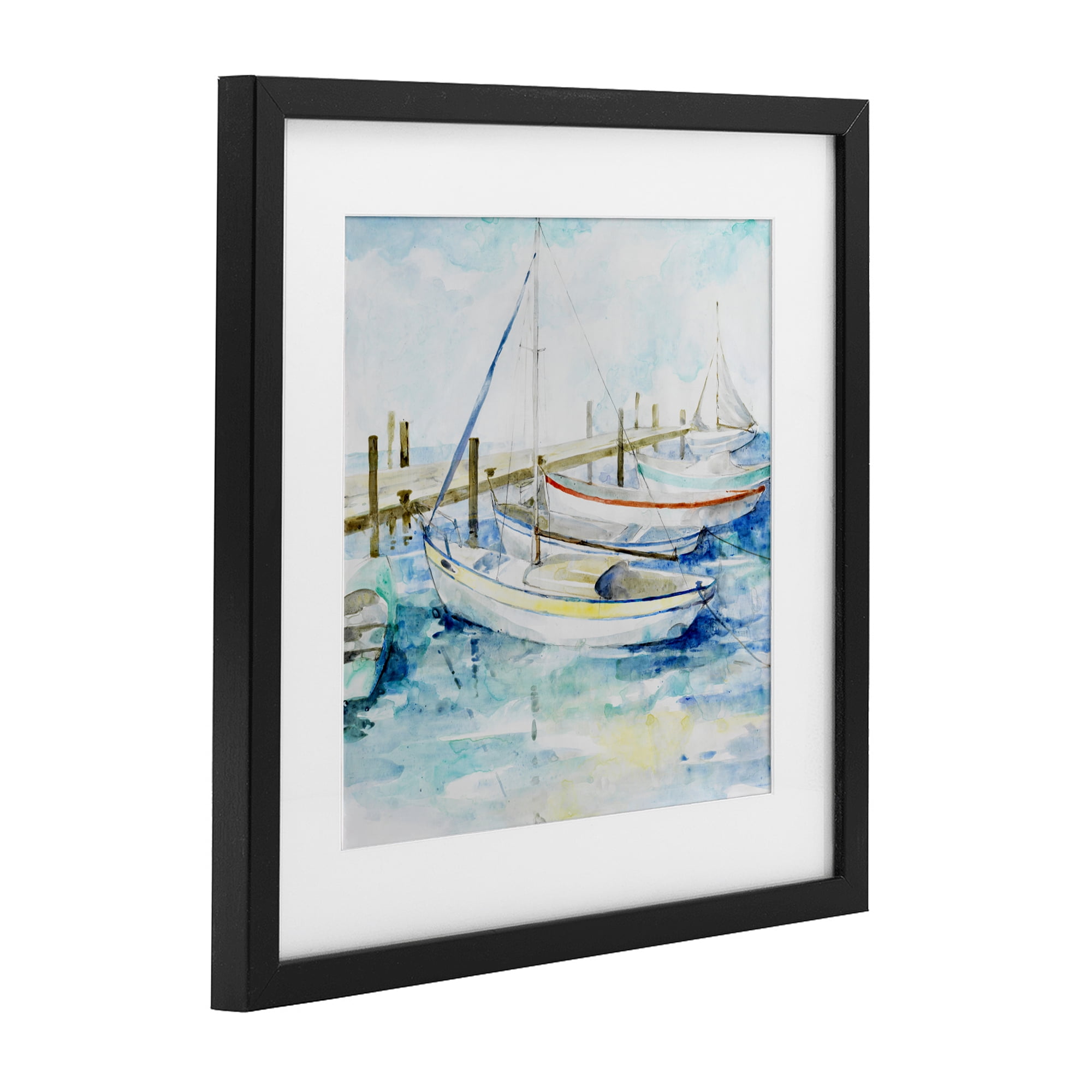Stupell Industries Docked Sails on Stormy Seas Black Framed Print Under Glass, design by Lorenzo Collective