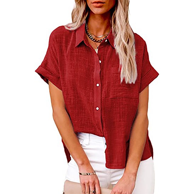 Puntoco, tops para mujer, camisa con botones sólidos a la moda, camiseta holgada con cuello en V para mujer, blusa, tops Puntoco Puntoco-6835