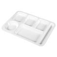 thumbnail image 1 of Plato de plástico dividido para el hogar, plato de varias rejillas, plato de fruta, plato de desayuno (blanco), 1 of 7