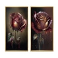 thumbnail image 2 of Designart "Dripping Red Paint on a Rose I" Rose Framed Wall Art Set Of 2 - Red Floral Frame Gallery Set For Office Decor, 2 of 7