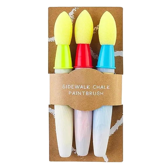 Sidewalk Chalk Paint Brush Set 3 Pieces For Easy To Clean Artistic Expression Outdoors