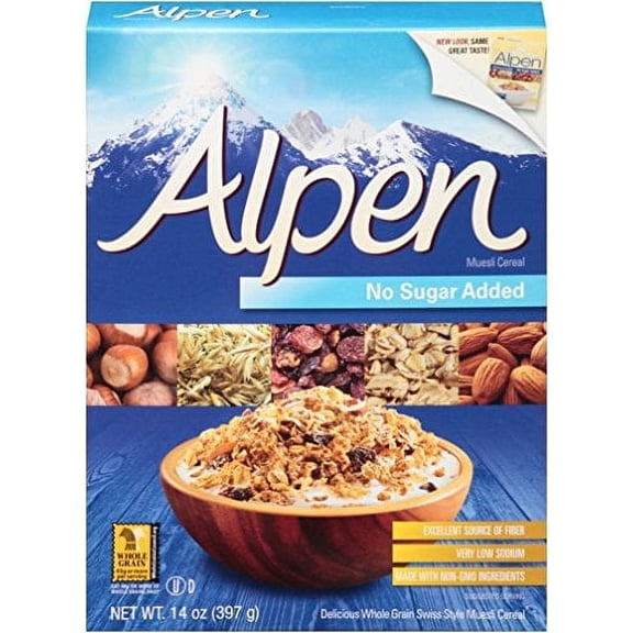 Alpen Muesli Cereal No Sugar Added, 3 Pack of 14 Ounce Boxes