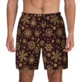 thumbnail image 2 of Picia Golden Snowflakes pattern Mens Swim Trunks with Compression Liner Stretch Beach Shorts Quick Dry with Zipper Pockets No-Chafing Board Shorts-3X-Large, 2 of 9