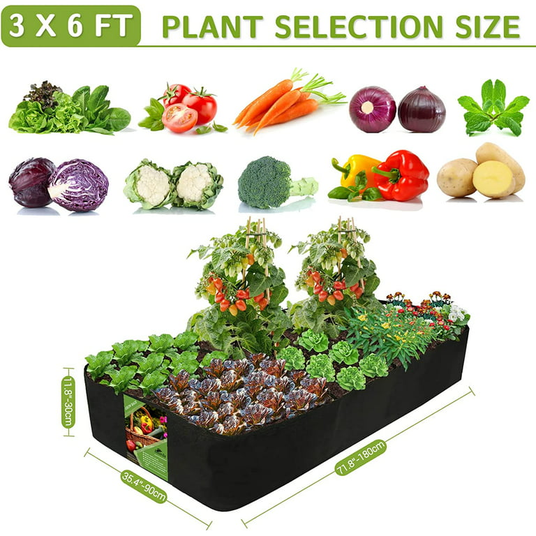 Fabric Raised Garden Bed Square Plant Grow Bags Rectangular Planting  Container 8 Grids Black 60 gal 1PCS