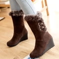 thumbnail image 5 of Zapatos de mujer Invierno Cálido Moda informal Color sólido Punta redonda Media pantorrilla Cinturón de felpa Hebilla Botas de tacón de cuña Wmkox8yii sa2967, 5 of 5