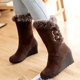 thumbnail image 5 of Zapatos de mujer Invierno Cálido Moda informal Color sólido Punta redonda Media pantorrilla Cinturón de felpa Hebilla Botas de tacón de cuña Wmkox8yii sa2964, 5 of 5