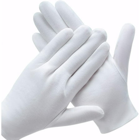 

3 Pairs White Cotton Gloves - Work Glove Liners for Dry Hands and Eczema