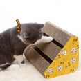thumbnail image 2 of Rascador para gatos portátil, seguro, triangular, de doble ranura, con bola de campana para interiores, 2 of 5