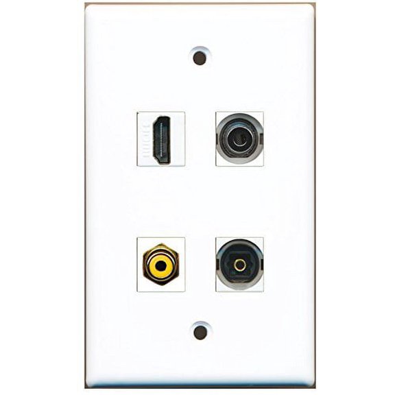 RiteAV - 1 Port HDMI 1 Port RCA Yellow 1 Port Toslink 1 Port 3.5mm Wall Plate