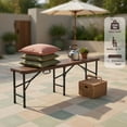 thumbnail image 6 of Topcobe 6 Feet Folding HDPE Bench with 1320 LBS Capacity and Handle Lock, Outdoor Patio Furniture for Garden Backyard Pool Deck-Brown, 6 of 8