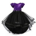 thumbnail image 2 of XXWXYD Elegant Girls Sequins Wedding Flower Girl Dress for Princess Par𝗍y Pageant Formal Short Sleeve Lace Tulle Prom Gowns Special Event Wear with Beautiful Details, 2 of 5