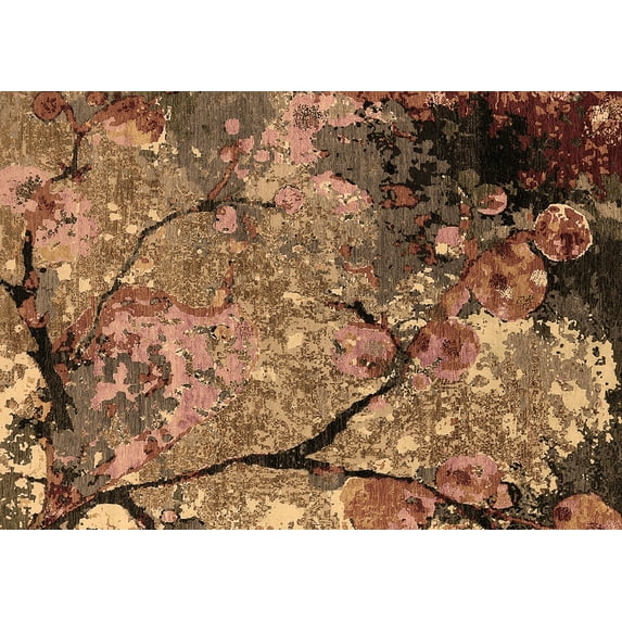 Ahgly Company Machine Washable Indoor Rectangle Oriental Brown Industrial Area Rugs, 8' x 10'