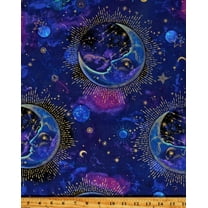 Cotton Galaxy Sky Skies Night Dark Stars Moons Atmosphere Space Blue Purple Cotton Fabric Print by the Yard (COSMOS-CM2541-GALAXY)