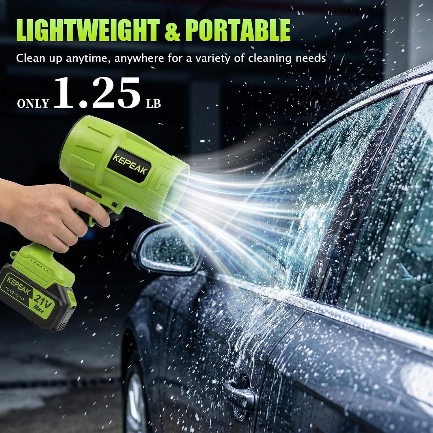 Leaf Blower Cordless, KEPEAK Brushed Electric Leaf Blower with 2 * 4.0Ah Battery, for Garden, Patio, Lawn Care, Gift for Men Dad Husband Fathers (Green)