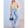 thumbnail image 5 of Women'S Summer Cropped Sweater Vest Trendy Cap Sleeve Crop Tops Crew Neck Loose Knit Tank Top Color M, 5 of 7