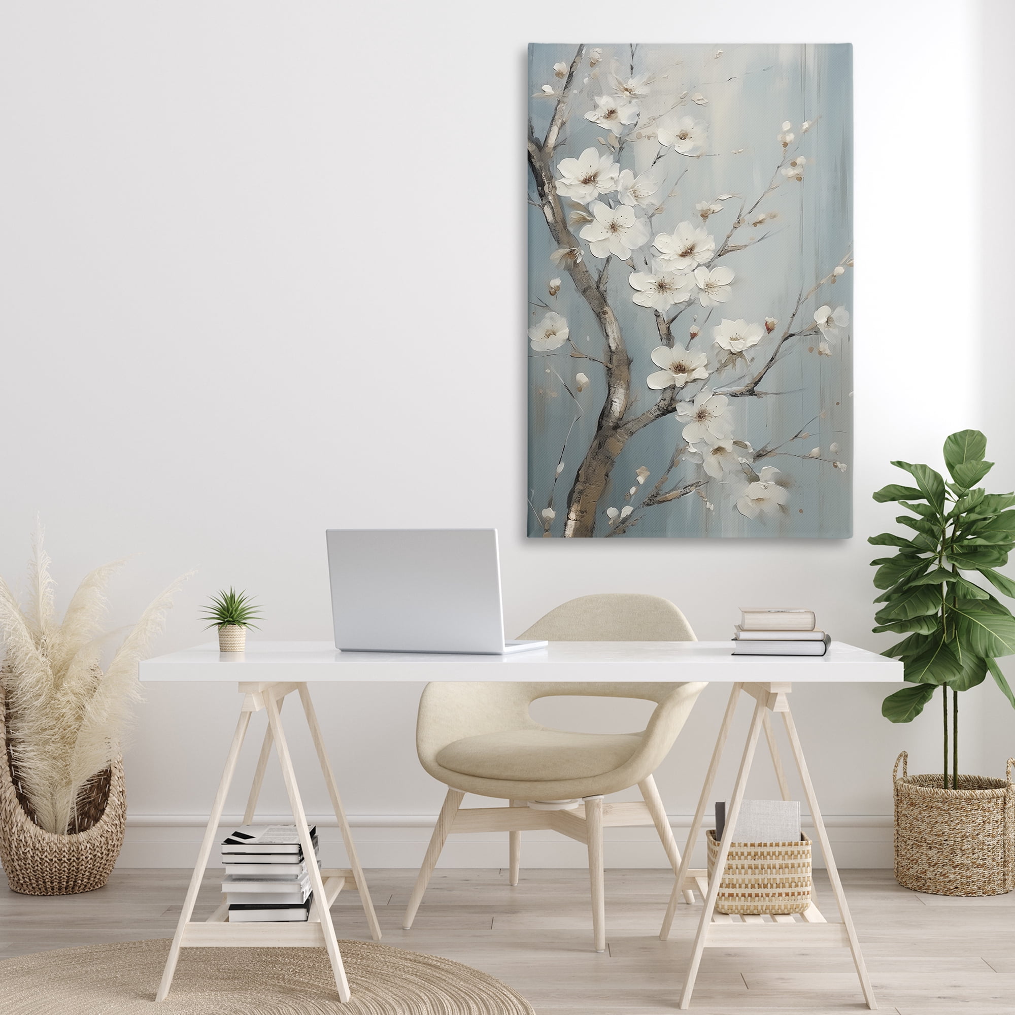 Stupell Industries White Cherry Blossoms Botanical & Floral Painting Gallery Wrapped Canvas Art Print Wall Art, 30 x 45