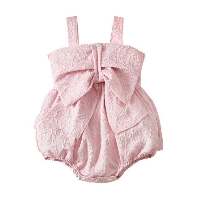 MIASHUI Grenouillère Bébé Fille Sans Manches Broderie Barboteuse avec Nœud, Rouge, 18-24 Mois