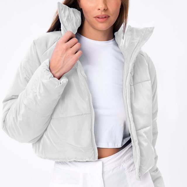 Chaquetas y abrigos casuales sin capucha de manga larga para mujer, abrigo con cremallera, chaqueta larga de invierno, abrigo corto de algodón con plumón para mujer