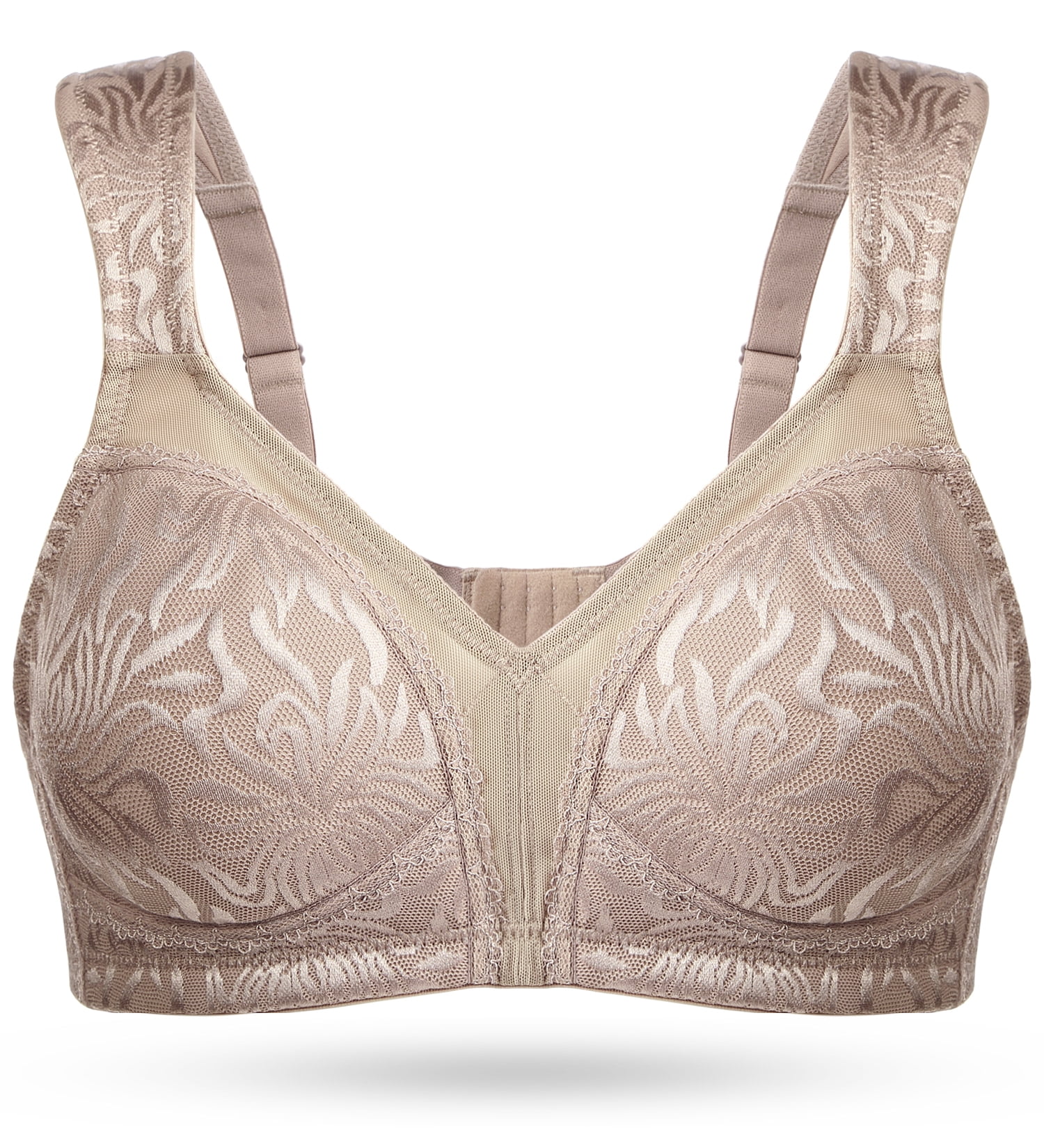 Deyllo Women's Non Padded Wireless Plus Size Full Coverage Minimizer Bra, Toffee 48G