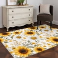thumbnail image 3 of Vintage Watercolor 3x5 Area Rugs for Living Room, Sunflowers Yellow Green Leaf Country Non Slip Floor Mat Washable Low-Profile Indoor Carpet for Bedroom, Dining Room, Bathroom, 3 of 9