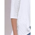 thumbnail image 5 of DARING DIVA Womens Open Front 3/4 Sleeve Draped Ruffles Eyelet Cardigans M White, 5 of 6