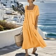 thumbnail image 6 of Bosfbaoi Dresses for Women Casual Flowy A-Line Dress Square Neck Short Sleeve Maxi Womens Dresses with Pockets Summer Dresses for Women 2026, 6 of 8