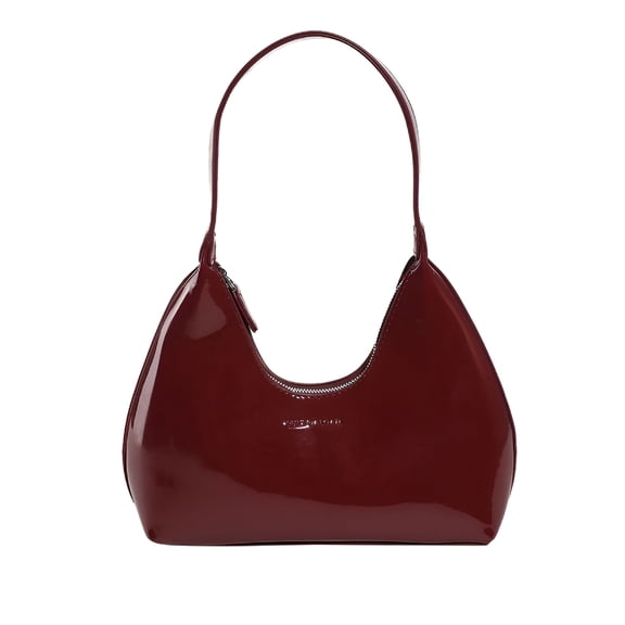 GASTROPOD Women Crescent Bag Casual Patent Leather Tote Bag Girl Shopper Purse (Wine Red)