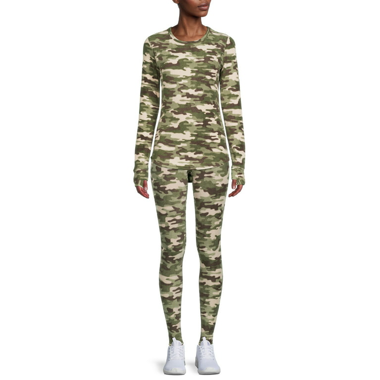 Cuddl Duds ClimateRight Women's Stretch Fleece Long Underwear High Waisted  Thermal Leggings (CAMo Green) (as1, Alpha, x_s, Regular, Regular) at   Women's Clothing store