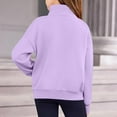 thumbnail image 5 of LLYwey Girls Crop Quarter Zip Sweatshirt - Kids Half Zip Sweatshirt with Thumb Hole - Winter Fleece Long Sleeve Collared Solid Pullover Sweater Tops Pockets Purples 13T, 5 of 8
