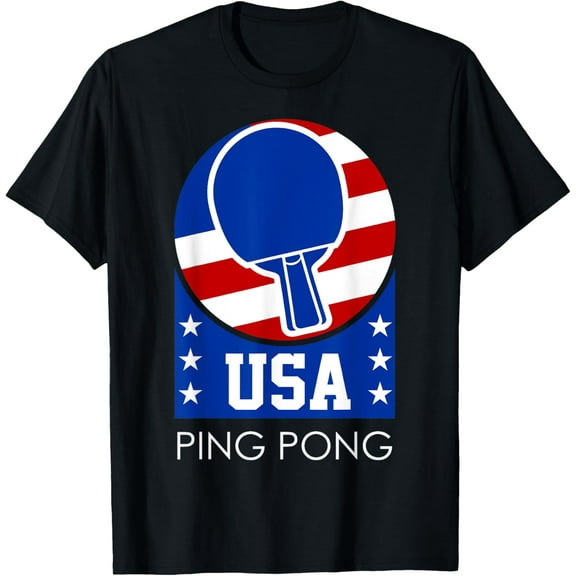 Table Tennis USA Flag Ping Pong Funny Table Sports Gift T-Shirt