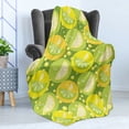thumbnail image 4 of Lemons Soft Flannel Fleece Throw Blanket, Lime Slices in Creative Bubbly Cells Realistic Illustration, Cozy Plush for Indoor and Outdoor Use, 50" x 70", Lime Green Pale Green, by Ambesonne, 4 of 5