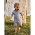 thumbnail image 5 of Cenuakty Baby Boy 4th of July Romper 0-18M  American Flag Embroidered Striped Short Sleeve Half Button-up Collared Bodysuit, 5 of 9