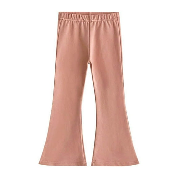LIIPEE Girl Boy Casual Pants Solid Color Elastic Waist Wide Leg Flare Trousers Versatile Birthday Stretch Street Outdoor Hiking Pants,Pink,18-24 Months