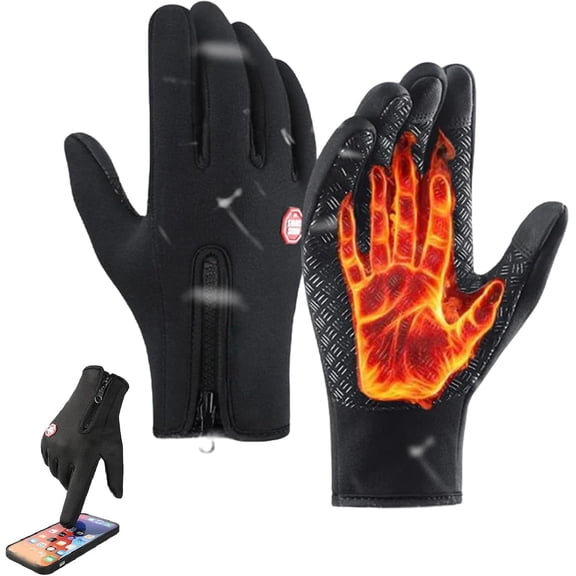 Waterproof & Windproof Thermal Non-Slip Gloves,Skatesfor Winter Touch Screen Thermal, Adjustable Zipper Fit for Cycling, Skiing Outdoor Sports