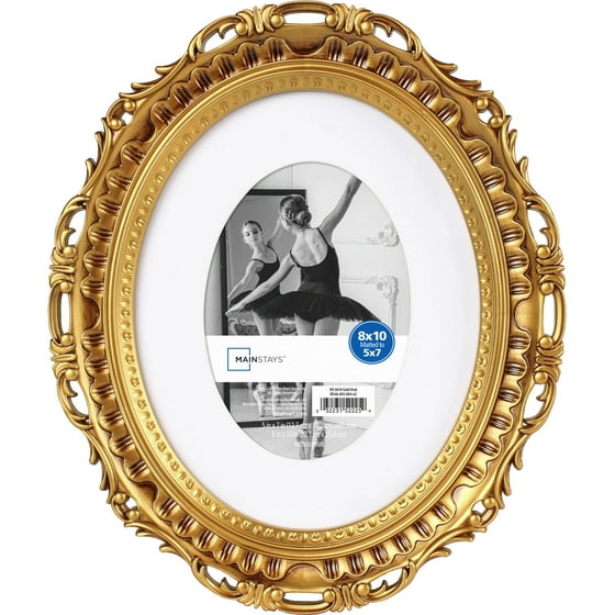 Mainstays 8x10 Matted to 5x7 Oval Picture Frame, Gold
