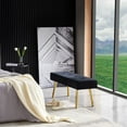 thumbnail image 6 of Black Velvet Upholstered Dining Bench with Tufted Design and Sturdy Metal Legs, Simple Ottoman Bench for Kitchen, 6 of 7