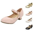 thumbnail image 4 of ZACPNCV Girls Dress Shoes Mary Jane Low Heel Party Flower Wedding Princess Pumps for Little Girls Gold 7-8 Years, 4 of 4