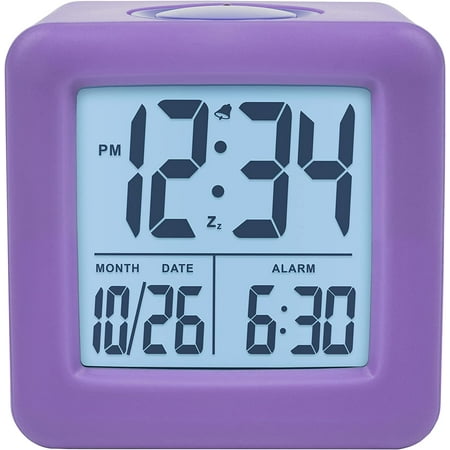 Equity 73004 Purple Soft Cube LCD Alarm Clock with Smart Light