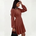 thumbnail image 4 of Lmueinov Women's Sweater Dress V-Neck Long Sleeve Ribbed Knit Mini Dress Flowy Tunic Short Dress Casual Fall Winter Swing Dress Daily Dating Outfits, 4 of 7