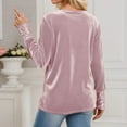 thumbnail image 4 of Womens Glitter Tops 2026 Spring Trendy Y2K Long Sleeve V Neck Loose Velvet Sequin Patchwork T Shirts Rave Outfit, 4 of 8