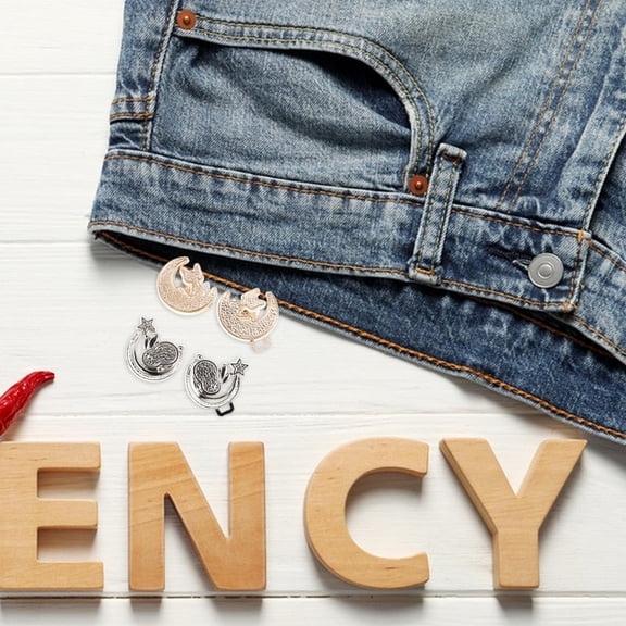 SOPOTUTU Pant Waist Tightener Pins Zinc Alloy 2Pcs Silver Color For Trousers And Jeans Everyday Use