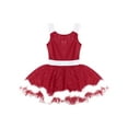 thumbnail image 3 of iEFiEL Girls Christmas Snowman Costume Velvet Puff Sleeves Ballet Tutu Dress Leotard Red 10, 3 of 7