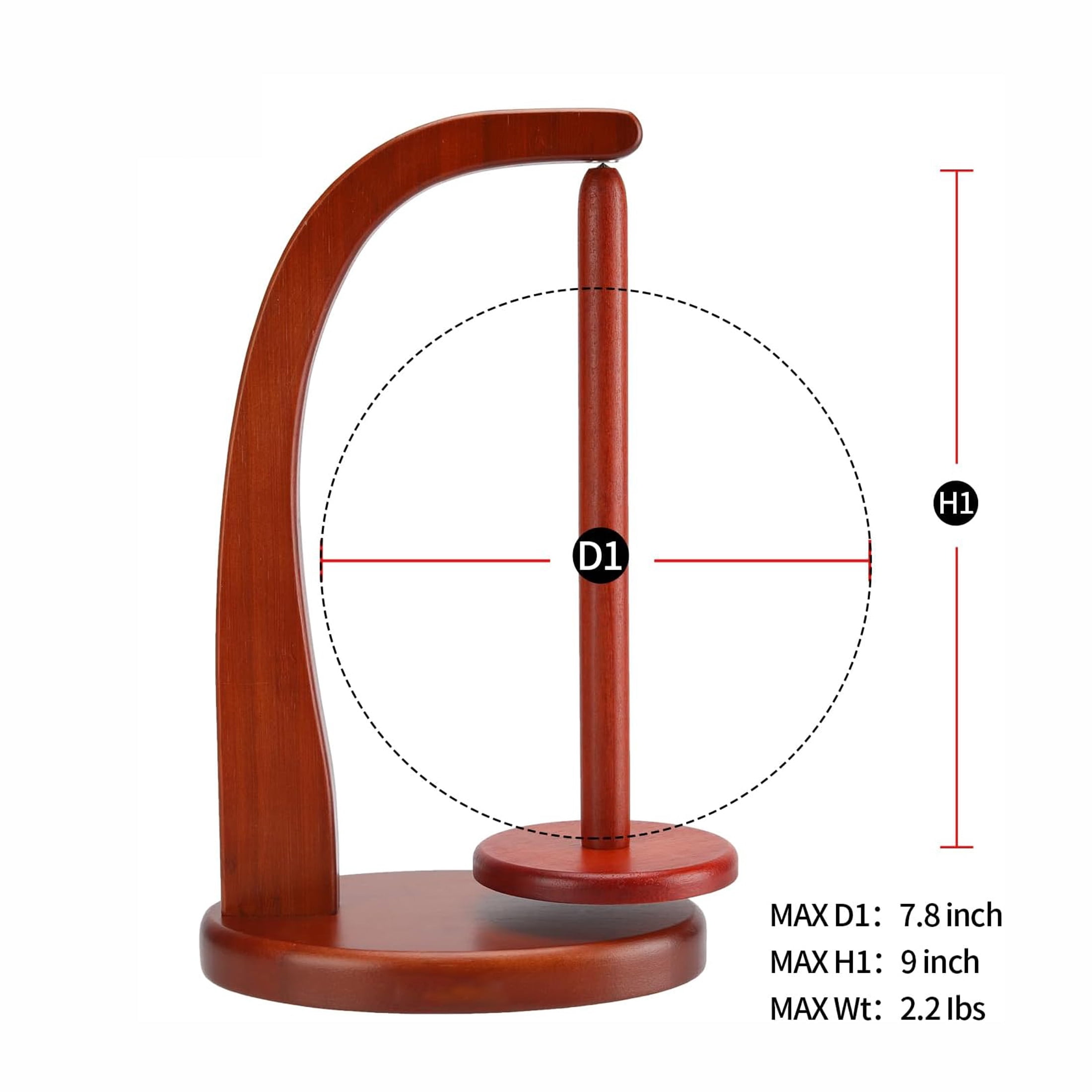 Artowell Magnetic Yarn Holder Spinner – Bamboo Yarn Stand for Knitting & Crochet, Eco-Friendly Organizer (Mahogany, Plus Size)
