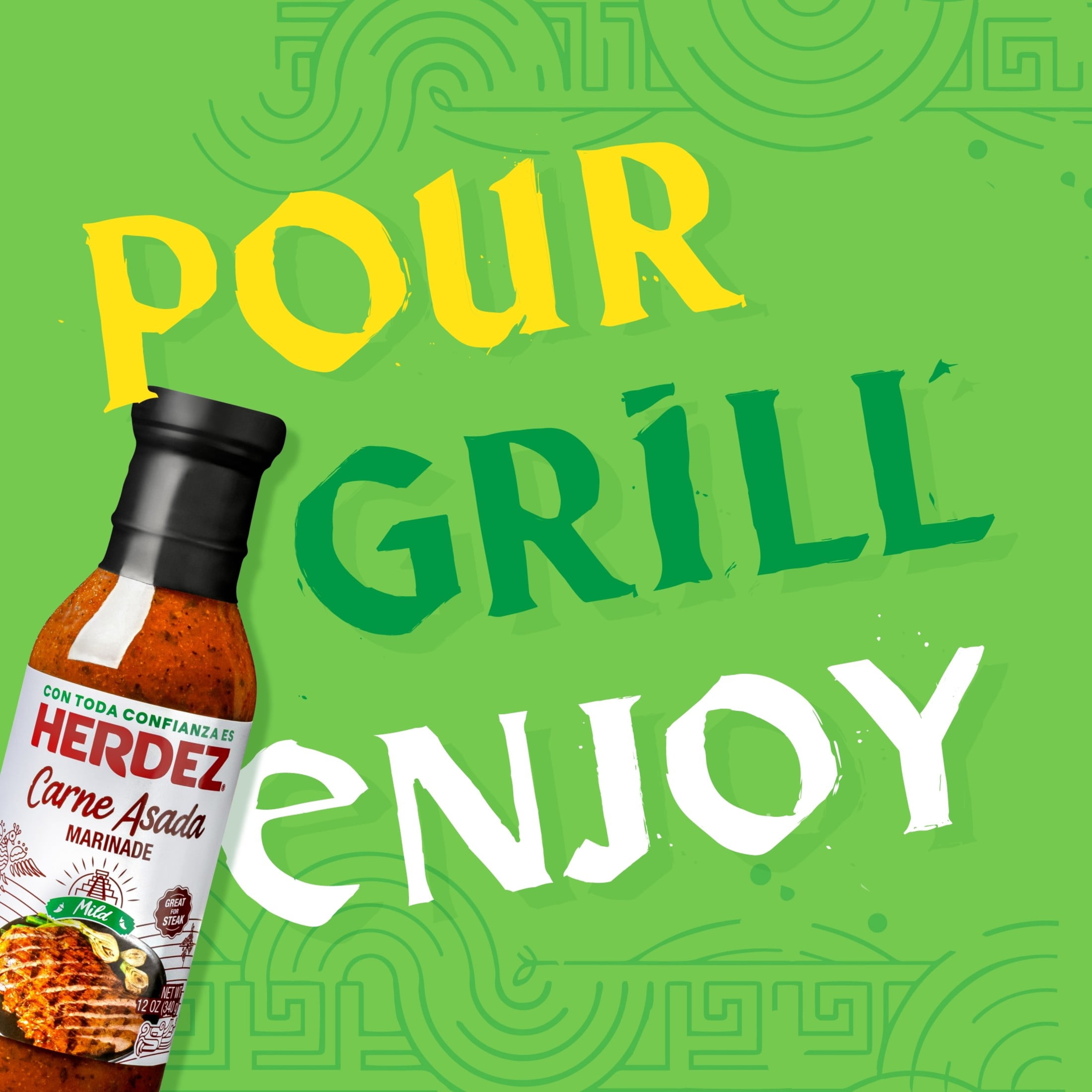 (6 pack) HERDEZ Carne Asada Marinade Mild, Marinade, 12oz Glass Bottle