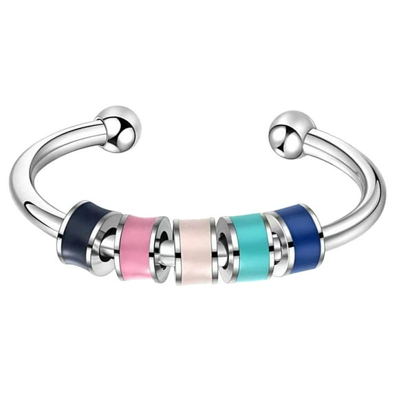 Bague Perles Colorées Anxiété, Bague Perles Colorées Anxiété Réglable Bague Perles Colorées Rotative Caractéristiques Améliorées